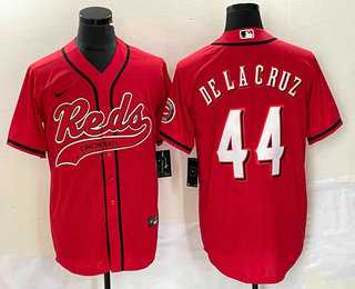 Mens Cincinnati Reds #44 Elly De La Cruz Red With Patch Cool Base Stitched Baseball Jersey
